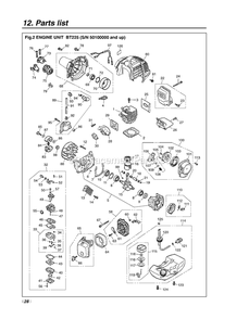 Engine Diagram and Parts List for BT225 50100000 AND UP RedMax Edger