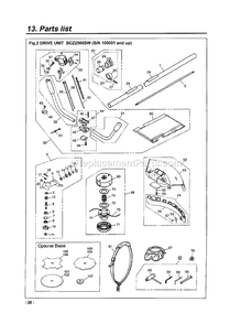 Drive Diagram and Parts List for BCZ2500SW 35208 AND UP RedMax Edger