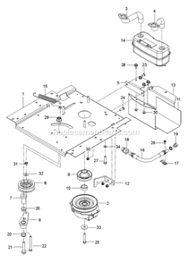 Engine Mounting, Guards And Muffler Diagram and Parts List for RZT54 (96767210101)(2020-08) RedMax Lawn Tractor