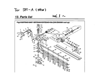 Accessories Diagram and Parts List for SRT-A 000001 AND UP RedMax Hedge Trimmer