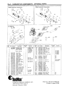 Carburetor Diagram and Parts List for EB430 700001 AND UP RedMax Leaf Blower / Vacuum