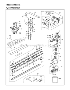 Drive Diagram and Parts List for HTZ2460L 00100101 AND UP RedMax Hedge Trimmer