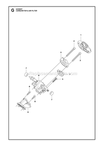 Crankcase Diagram and Parts List for GZ3500T  RedMax Chainsaw