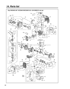 Engine Diagram and Parts List for BCZ2401S 50200101 AND UP RedMax Edger