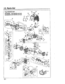 Engine Diagram and Parts List for BCZ2500SU 009766 - 28085 RedMax Edger