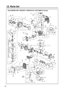 Engine Diagram and Parts List for HEZ2401S 70200101 AND UP RedMax Edger