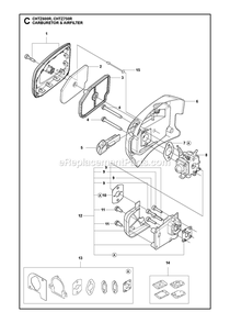 Carburetor And Air Filter Diagram and Parts List for CHTZ600R,CHTZ750R  RedMax Hedge Trimmer