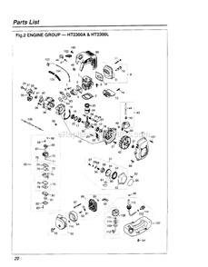 Engine Diagram and Parts List for HT2300L 968060 AND UP RedMax Hedge Trimmer