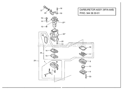 Carburetor Diagram and Parts List for EBZ7500RH (966709901)(01200101 AND UP) RedMax Leaf Blower / Vacuum
