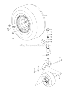 Wheels And Tires Diagram and Parts List for RZT42 (96767190101)(2020-08) RedMax Lawn Tractor