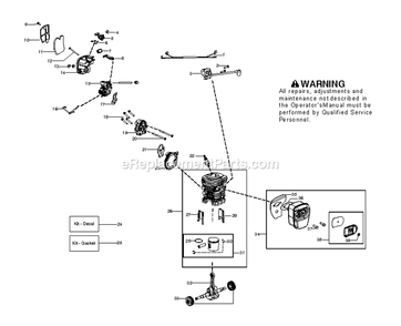 Engine Diagram and Parts List for GZ380 (966426001)(000001 AND UP) RedMax Chainsaw