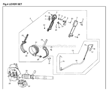 Handle And Controls Diagram and Parts List for EBZ8500RH (10200101 AND UP)(2014-04) RedMax Leaf Blower / Vacuum
