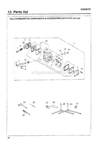 Carburetor Diagram and Parts List for G2500TS 010101 - 100100 RedMax Chainsaw
