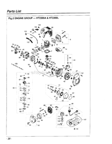 Engine Diagram and Parts List for HT2300A 968060 AND UP RedMax Hedge Trimmer