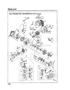 Engine Diagram and Parts List for BC4400DW 100101 - 980100 RedMax Brush Cutter