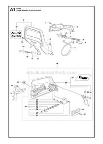 Chain Brake And Clutch Cover Diagram and Parts List for G9000  RedMax Chainsaw