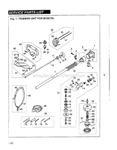 Drive Diagram and Parts List for BC261DL 000001 AND UP RedMax Edger