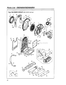Assembly 2 Diagram and Parts List for EBZ4800 100101 AND UP RedMax Leaf Blower / Vacuum