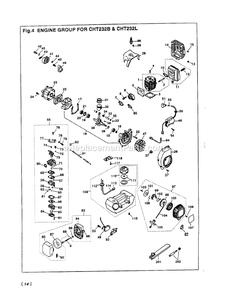 Engine Diagram and Parts List for CHT232L 000001 AND UP RedMax Hedge Trimmer