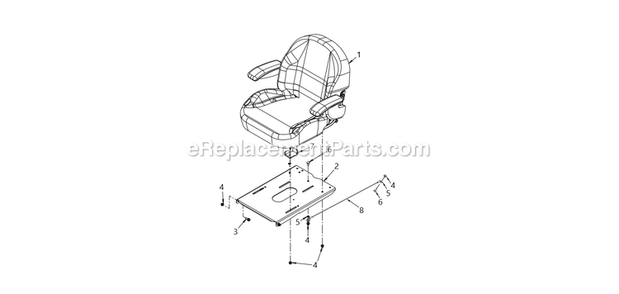 Seat Diagram and Parts List for CZTE60  RedMax Lawn Tractor