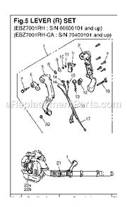 Handle And Controls Diagram and Parts List for EBZ7001RH 60600101 AND UP RedMax Leaf Blower / Vacuum