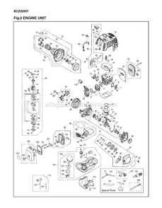 Engine Diagram and Parts List for BCZ3050T 91000101 AND UP RedMax Edger