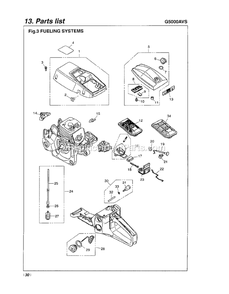 Fuel System Diagram and Parts List for G5000AVS 300101 - 608280 RedMax Chainsaw