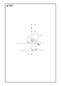 Handle Diagram and Parts List for BCZ350S  RedMax Brush Cutter