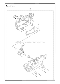 Short Block Diagram and Parts List for G9000  RedMax Chainsaw