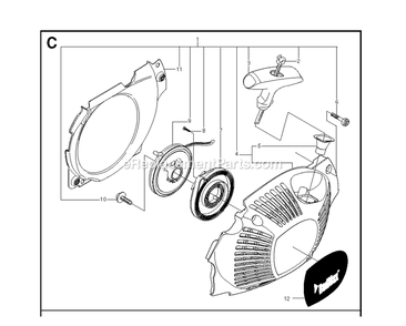 Starter Diagram and Parts List for GZ7000 000001 AND UP RedMax Chainsaw