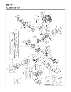 Engine Diagram and Parts List for BCZ3060TS 00400101 AND UP RedMax Edger
