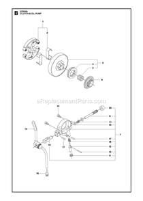 Clutch And Oil Pump Diagram and Parts List for GZ5000  RedMax Chainsaw