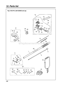 Shaft Diagram and Parts List for EXZ2401S 50100000 - 60099999 RedMax Edger