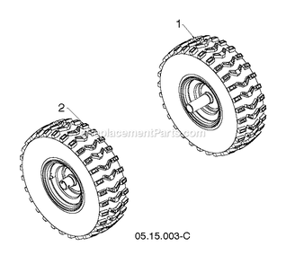 Wheels And Tires Diagram and Parts List for DST27 (96192010700)(2018-04) RedMax Snow Blower