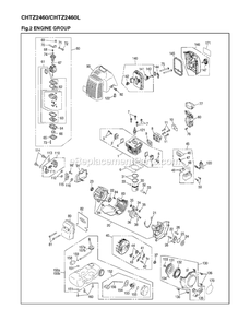 Engine Diagram and Parts List for CHTZ2460 (00100101 AND UP)(2012-08) RedMax Hedge Trimmer