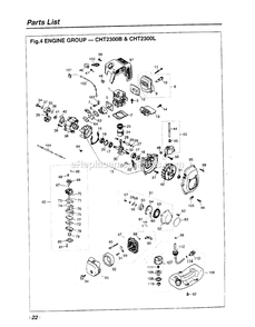 Engine Diagram and Parts List for CHT2300L 660001 - 966858 RedMax Hedge Trimmer