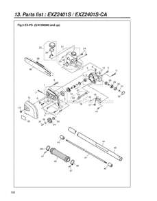 Attachments Diagram and Parts List for EXZ2401SPS 60100000 AND UP RedMax Pole Saw