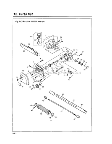 Gear Case Diagram and Parts List for EXZ2500SPS 028086 - 352000 RedMax Pole Saw