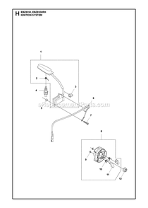 Ignition System Diagram and Parts List for EBZ8550 EBZ8550RH RedMax Leaf Blower / Vacuum
