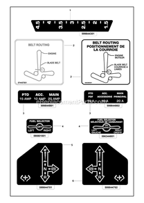 Decals 3 Diagram and Parts List for CZTE60  RedMax Lawn Tractor