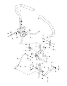 Steering Diagram and Parts List for RZT42 (96767190101)(2020-08) RedMax Lawn Tractor