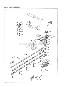 Cutting Equipment Diagram and Parts List for HT231 000001 AND UP RedMax Hedge Trimmer