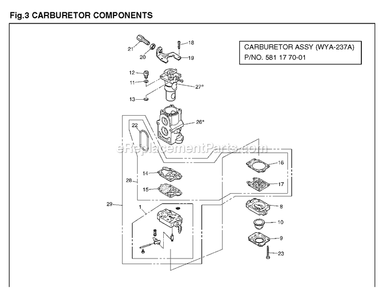 Carburetor Details Diagram and Parts List for EBZ8500RH (10200101 AND UP)(2014-04) RedMax Leaf Blower / Vacuum