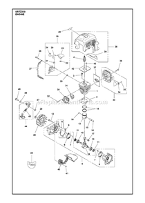 Engine 1 Diagram and Parts List for SRTZ230 (1)(2017-02) RedMax Hedge Trimmer