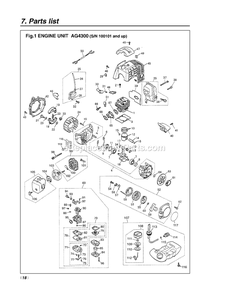 Engine Diagram and Parts List for AG4300 100101 AND UP RedMax Auger