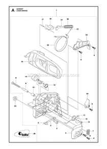 Chain Brake Diagram and Parts List for GZ3500T  RedMax Chainsaw