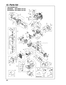 Engine Diagram and Parts List for BCZ3000S 300001 AND UP RedMax Edger