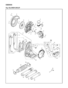Housing Diagram and Parts List for EBZ6500 (10900101 AND UP)(2012-08) RedMax Leaf Blower / Vacuum
