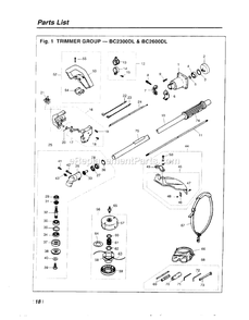 Drive Diagram and Parts List for BC2600DL 660001 - 978728 RedMax Edger