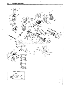 Engine Diagram and Parts List for BC440DWM 000001 AND UP RedMax Brush Cutter